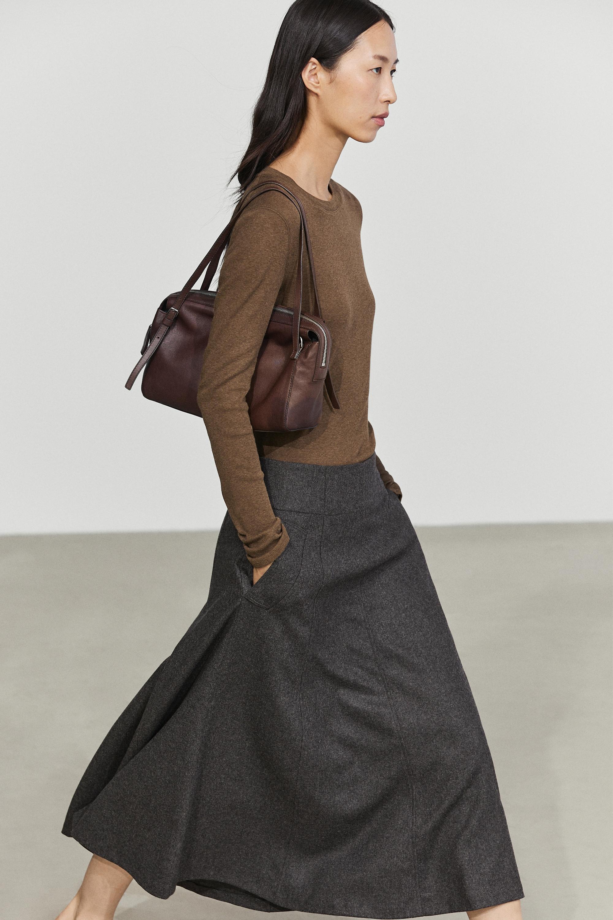 Flared midi skirt with pocket detail